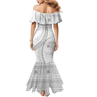 Tokelau White Sunday Mermaid Dress Lotu Tamaiti Ngatu Tokelau Feletoa Manulua - Polynesian Pride