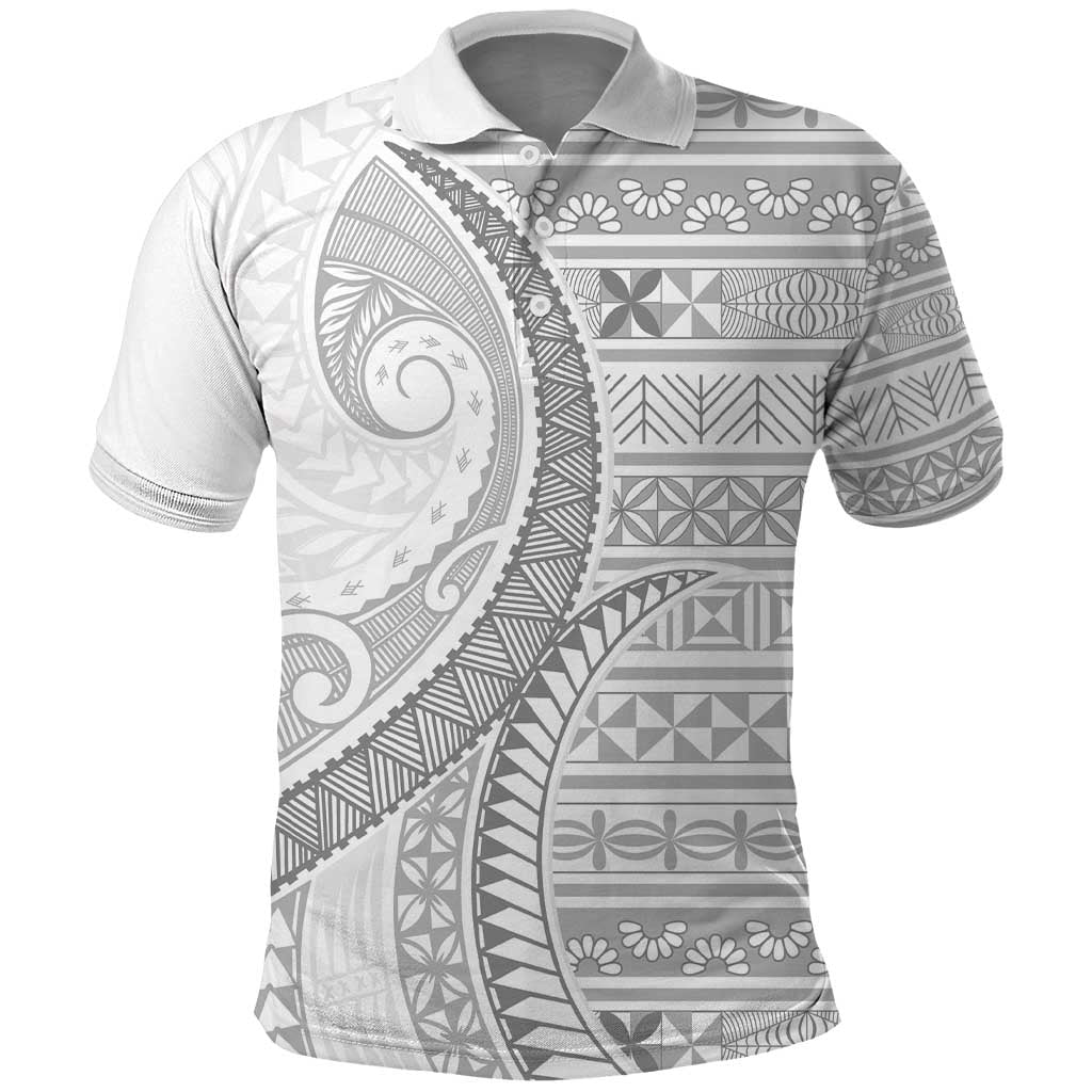 Tokelau White Sunday Polo Shirt Lotu Tamaiti Ngatu Tokelau Feletoa Manulua - Polynesian Pride