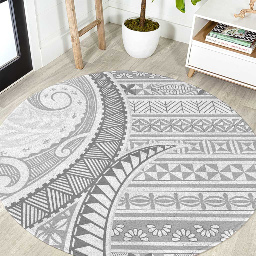 Tokelau White Sunday Round Carpet Lotu Tamaiti Ngatu Tokelau Feletoa Manulua - Polynesian Pride