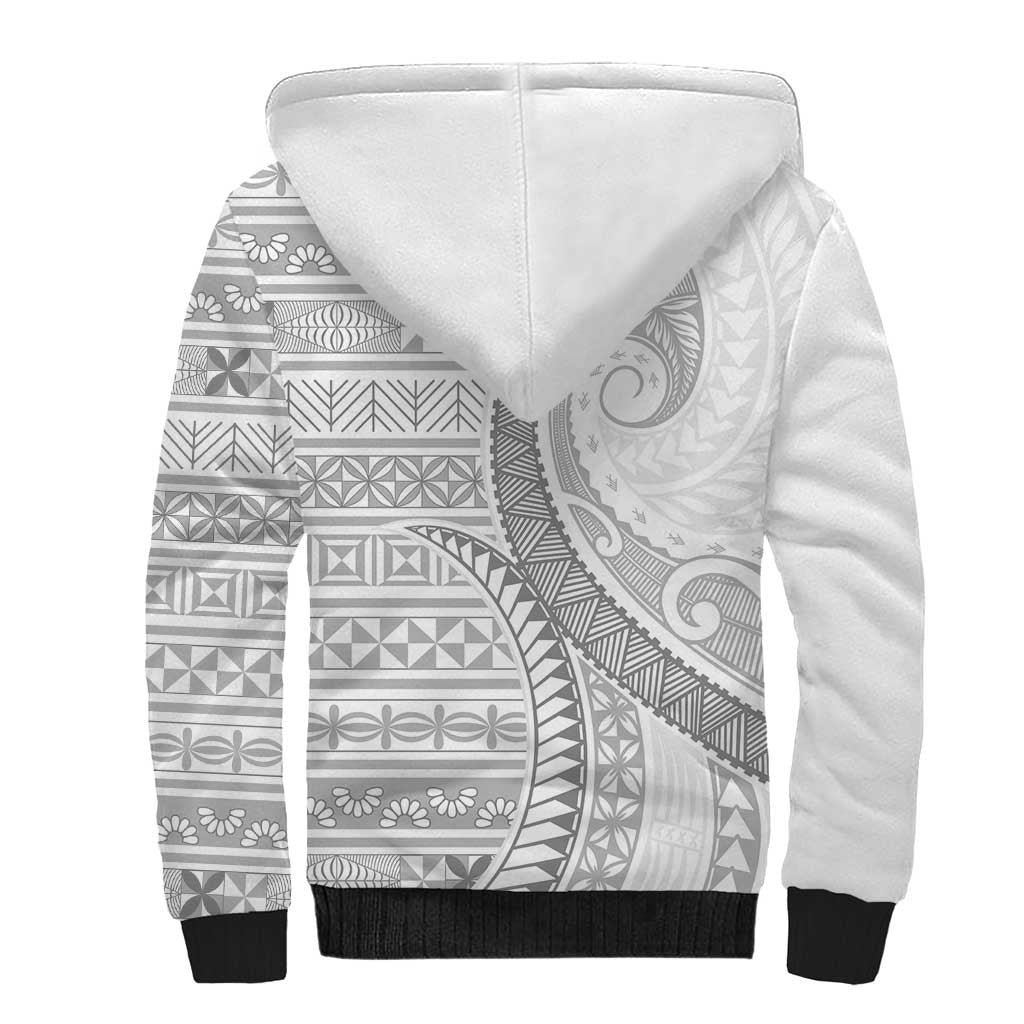 Tokelau White Sunday Sherpa Hoodie Lotu Tamaiti Ngatu Tokelau Feletoa Manulua - Polynesian Pride