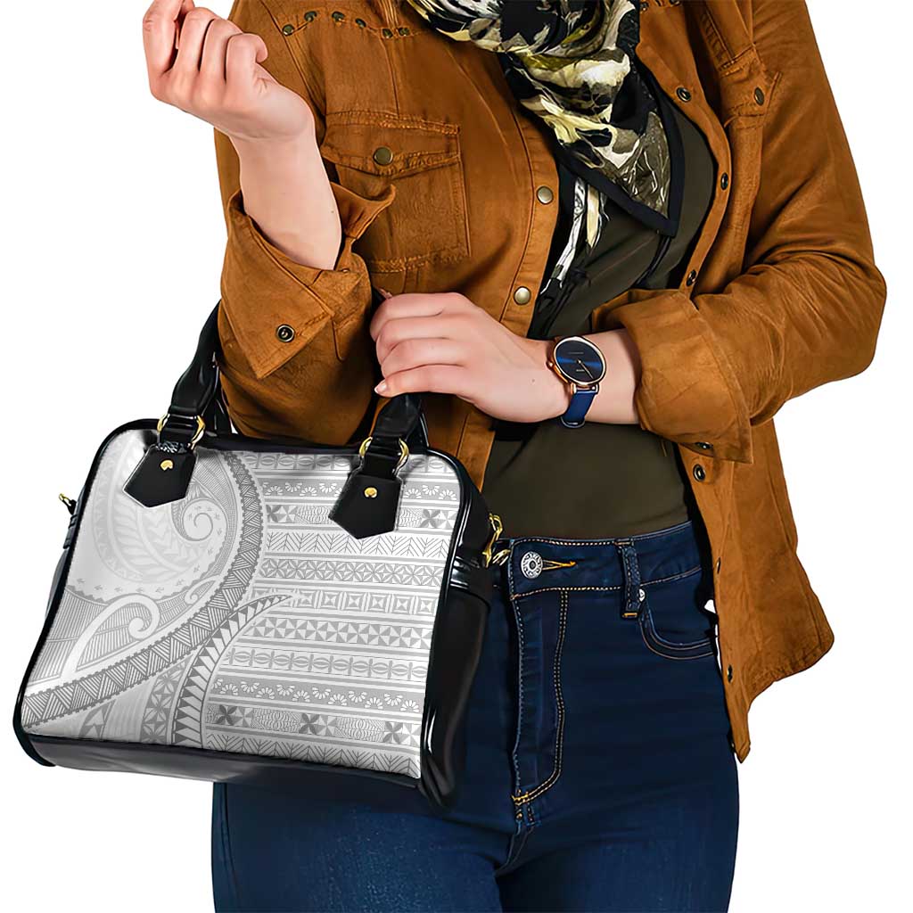 Tokelau White Sunday Shoulder Handbag Lotu Tamaiti Ngatu Tokelau Feletoa Manulua - Polynesian Pride