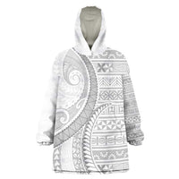 Tokelau White Sunday Wearable Blanket Hoodie Lotu Tamaiti Ngatu Tokelau Feletoa Manulua - Polynesian Pride