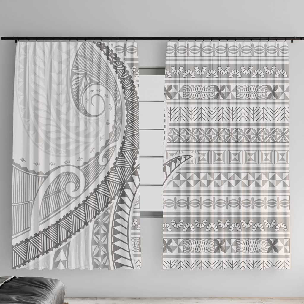 Tokelau White Sunday Window Curtain Lotu Tamaiti Ngatu Tokelau Feletoa Manulua - Polynesian Pride