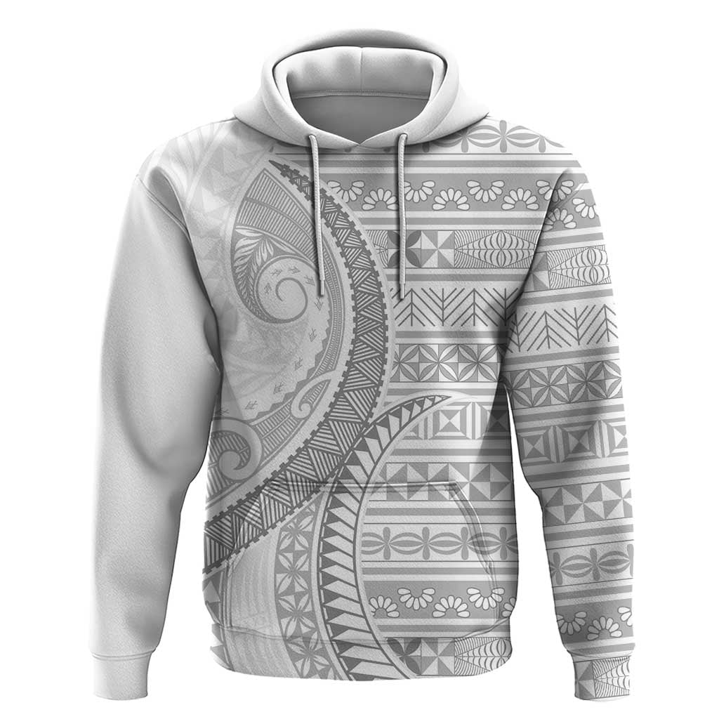 Tokelau White Sunday Zip Hoodie Lotu Tamaiti Ngatu Tokelau Feletoa Manulua - Polynesian Pride