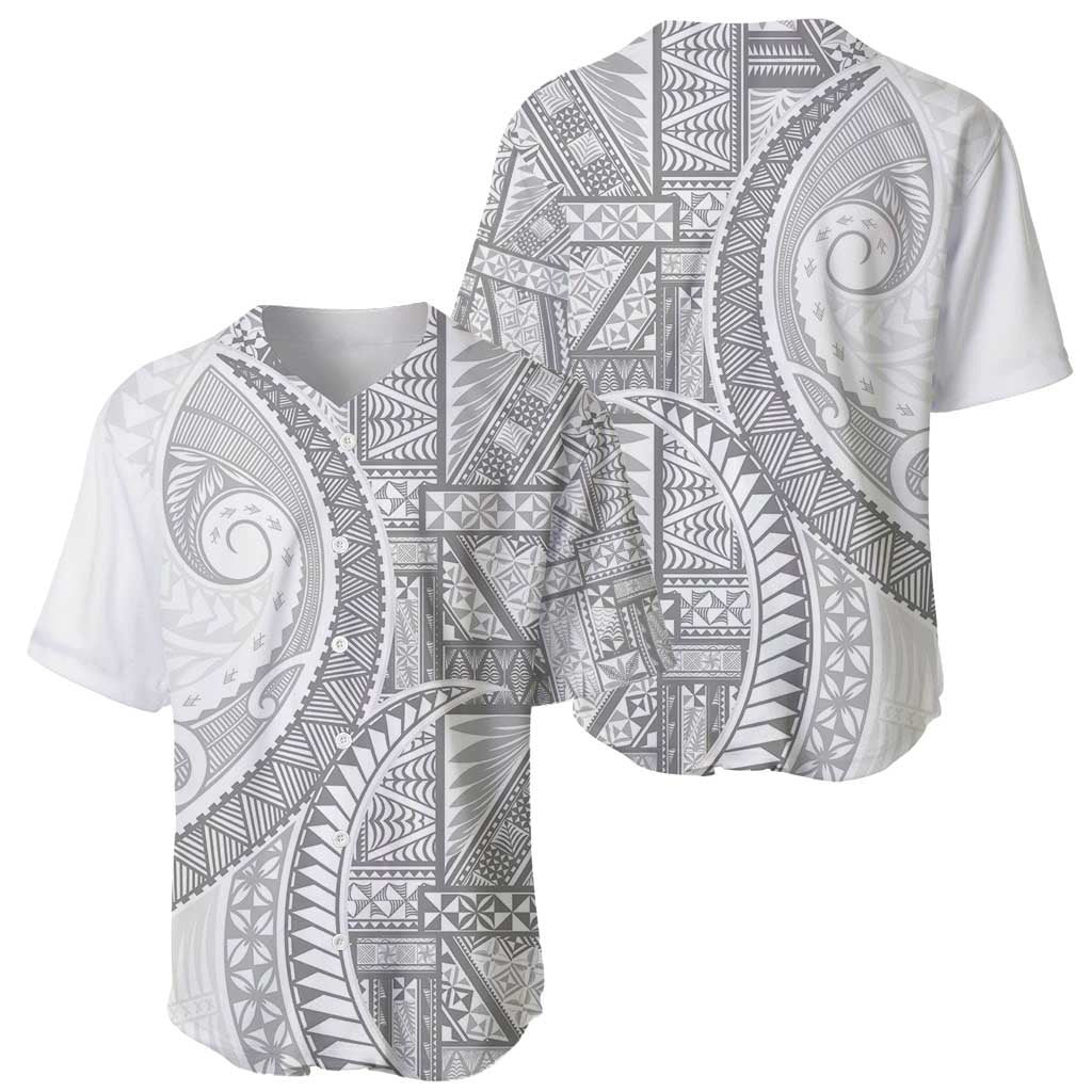Tonga White Sunday Baseball Jersey Lotu Tamaiti Ngatu Tribal - Polynesian Pride