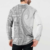 Tonga White Sunday Button Sweatshirt Lotu Tamaiti Ngatu Tribal - Polynesian Pride