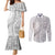 Tonga White Sunday Couples Matching Mermaid Dress and Long Sleeve Button Shirt Lotu Tamaiti Ngatu Tribal - Polynesian Pride