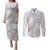 Tonga White Sunday Couples Matching Puletasi and Long Sleeve Button Shirt Lotu Tamaiti Ngatu Tribal - Polynesian Pride