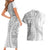 Tonga White Sunday Couples Matching Short Sleeve Bodycon Dress and Hawaiian Shirt Lotu Tamaiti Ngatu Tribal - Polynesian Pride