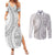 Tonga White Sunday Couples Matching Summer Maxi Dress and Long Sleeve Button Shirt Lotu Tamaiti Ngatu Tribal - Polynesian Pride