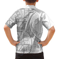 Tonga White Sunday Family Matching Puletasi and Hawaiian Shirt Lotu Tamaiti Ngatu Tribal - Polynesian Pride