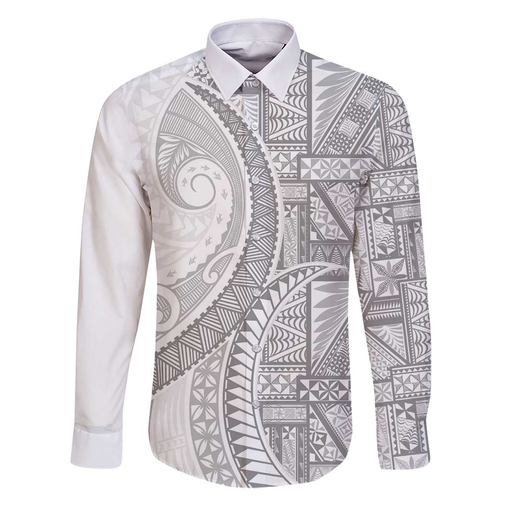 Tonga White Sunday Family Matching Puletasi and Hawaiian Shirt Lotu Tamaiti Ngatu Tribal - Polynesian Pride