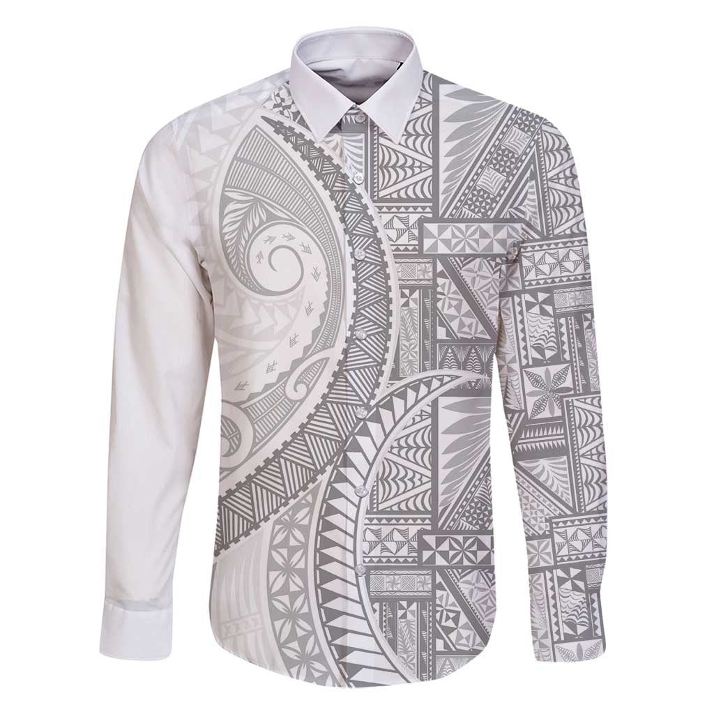 Tonga White Sunday Family Matching Summer Maxi Dress and Hawaiian Shirt Lotu Tamaiti Ngatu Tribal - Polynesian Pride