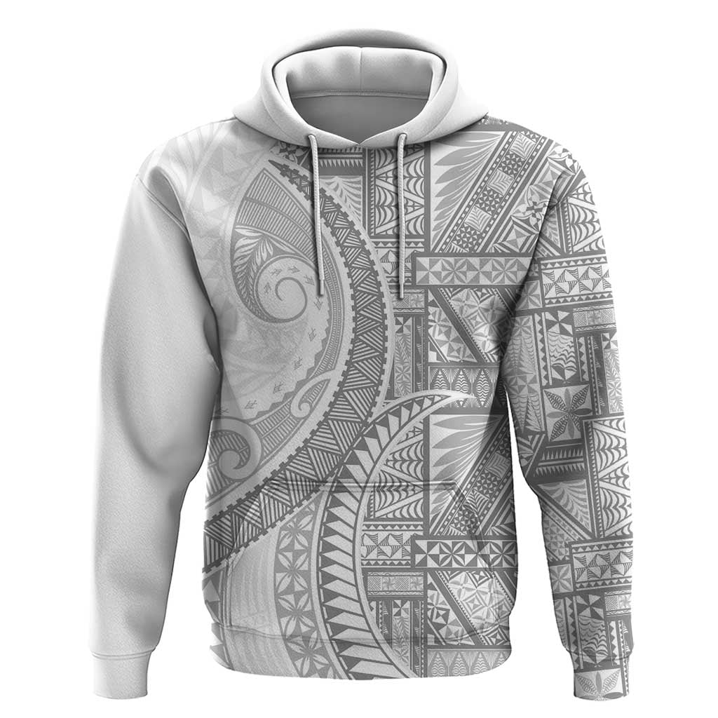 Tonga White Sunday Hoodie Lotu Tamaiti Ngatu Tribal - Polynesian Pride