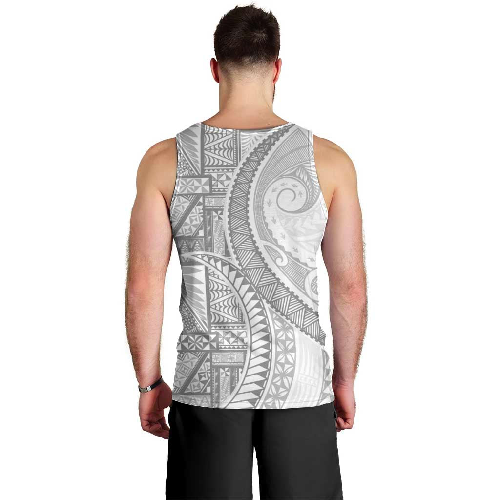 Tonga White Sunday Men Tank Top Lotu Tamaiti Ngatu Tribal - Polynesian Pride