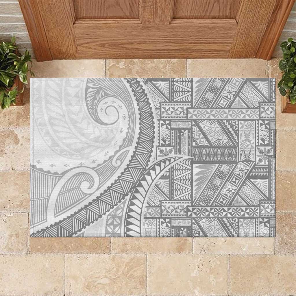 Tonga White Sunday Rubber Doormat Lotu Tamaiti Ngatu Tribal - Polynesian Pride