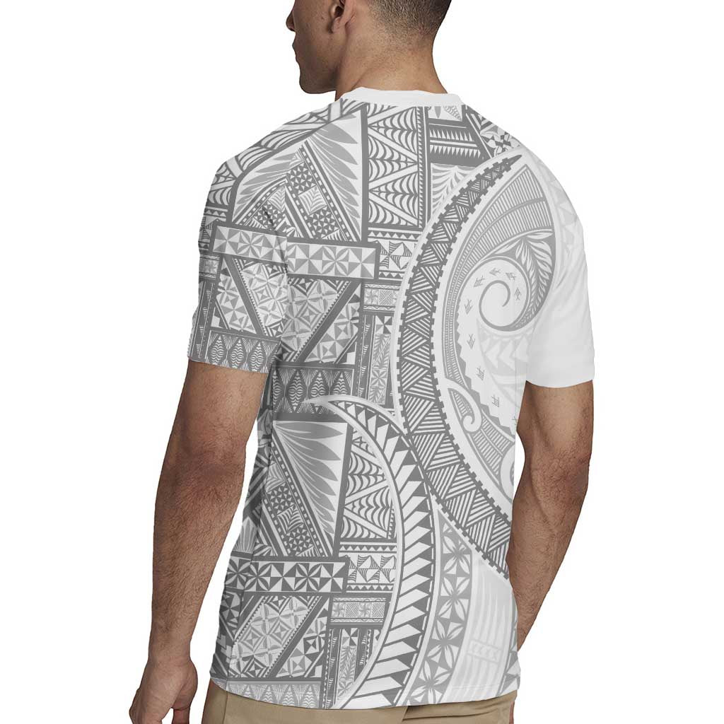 Tonga White Sunday Rugby Jersey Lotu Tamaiti Ngatu Tribal - Polynesian Pride