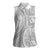 Tonga White Sunday Women Sleeveless Polo Shirt Lotu Tamaiti Ngatu Tribal - Polynesian Pride