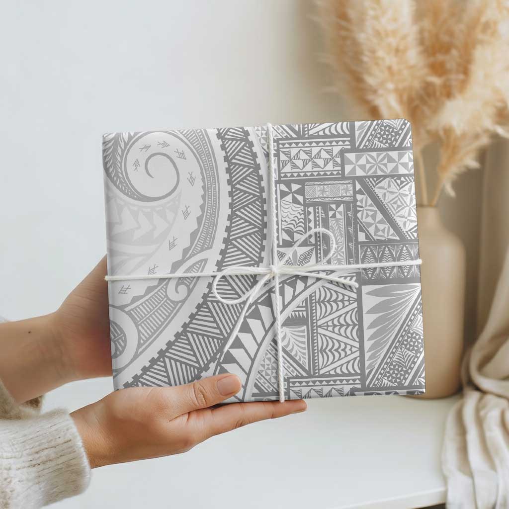 Tonga White Sunday Wrapping Paper Lotu Tamaiti Ngatu Tribal - Polynesian Pride