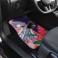 American Samoa Bald Eagle Personalized Car Mats Polynesian Teuila Flowers - Polynesian Pride