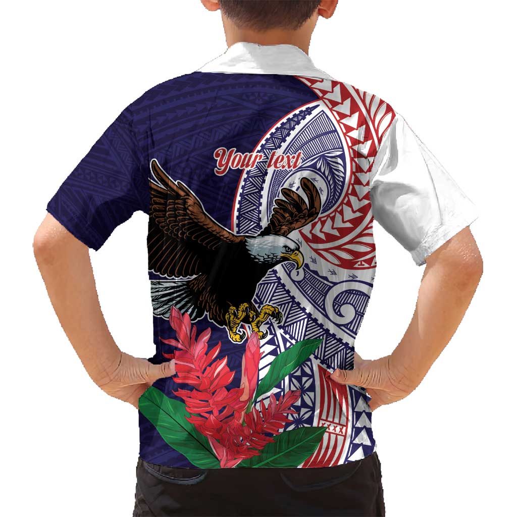 American Samoa Bald Eagle Personalized Family Matching Puletasi and Hawaiian Shirt Polynesian Teuila Flowers - Polynesian Pride