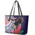 American Samoa Bald Eagle Personalized Leather Tote Bag Polynesian Teuila Flowers - Polynesian Pride
