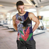 American Samoa Bald Eagle Personalized Men Tank Top Polynesian Teuila Flowers - Polynesian Pride