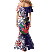 American Samoa Bald Eagle Personalized Mermaid Dress Polynesian Teuila Flowers - Polynesian Pride