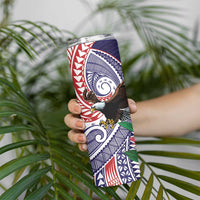 American Samoa Bald Eagle Personalized Skinny Tumbler Polynesian Teuila Flowers - Polynesian Pride