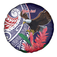 American Samoa Bald Eagle Personalized Spare Tire Cover Polynesian Teuila Flowers - Polynesian Pride