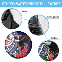 American Samoa Bald Eagle Personalized Spare Tire Cover Polynesian Teuila Flowers - Polynesian Pride