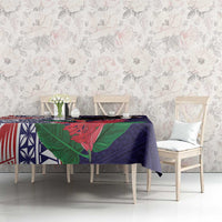 American Samoa Bald Eagle Personalized Tablecloth Polynesian Teuila Flowers - Polynesian Pride