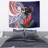 American Samoa Bald Eagle Personalized Tapestry Polynesian Teuila Flowers - Polynesian Pride