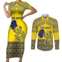 Niue Crab Personalised Couples Matching Short Sleeve Bodycon Dress and Long Sleeve Button Shirt Niuean Hiapo Pattern - Polynesian Pride