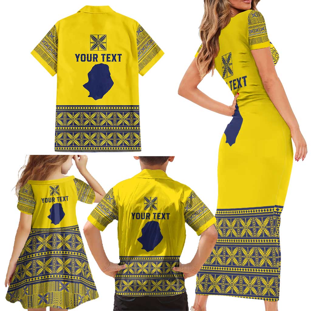 Niue Crab Personalised Family Matching Short Sleeve Bodycon Dress and Hawaiian Shirt Niuean Hiapo Pattern - Polynesian Pride