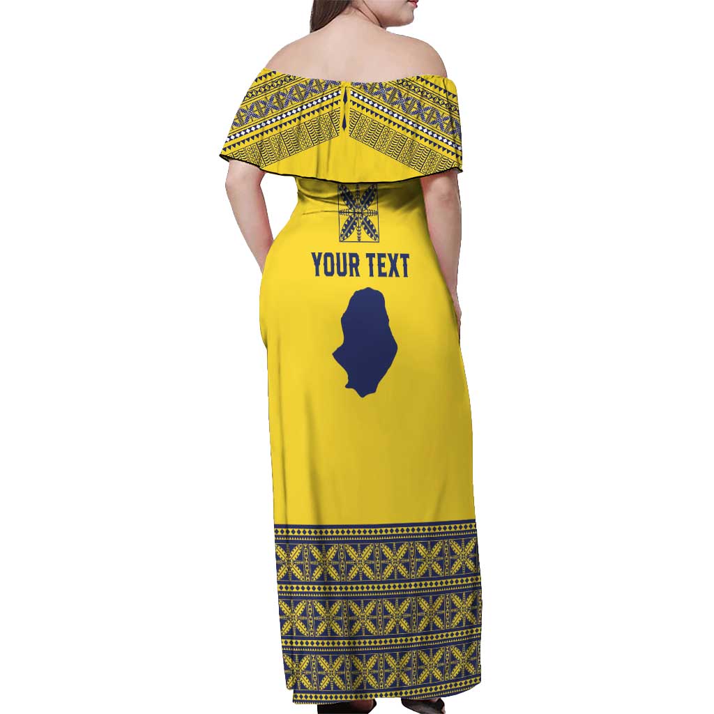 Niue Crab Personalised Off Shoulder Maxi Dress Niuean Hiapo Pattern - Polynesian Pride