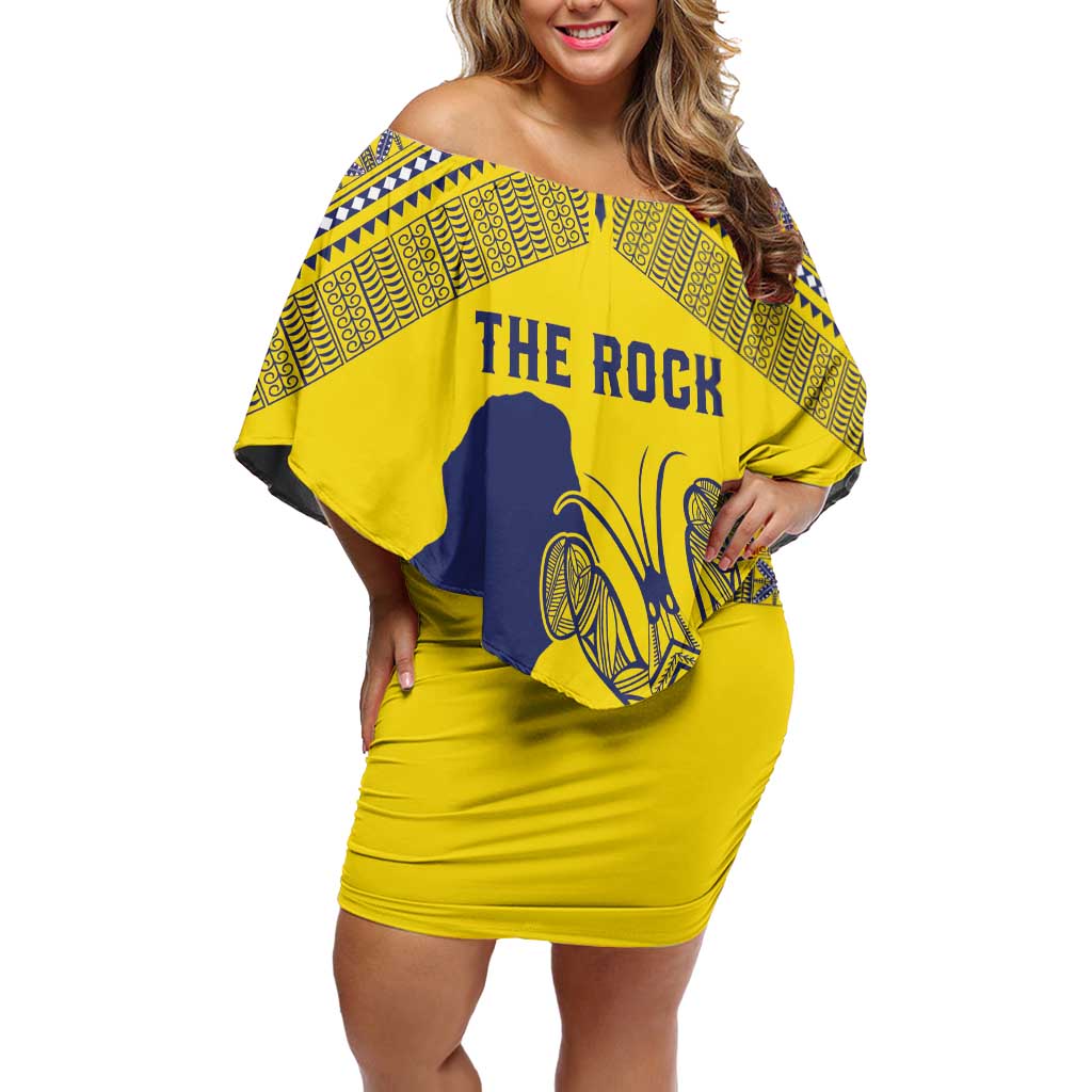 Niue Crab Personalised Off Shoulder Short Dress Niuean Hiapo Pattern - Polynesian Pride