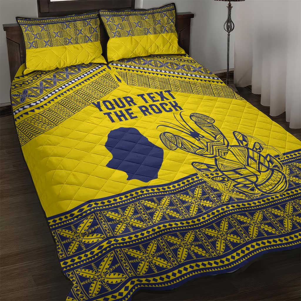 Niue Crab Personalised Quilt Bed Set Niuean Hiapo Pattern LT9 Gold - Polynesian Pride