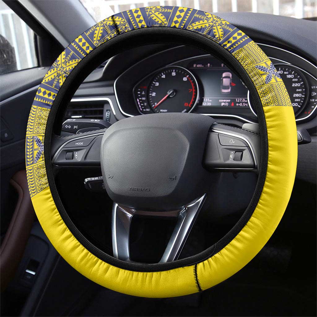 Niue Crab Steering Wheel Cover Niuean Hiapo Pattern - Polynesian Pride