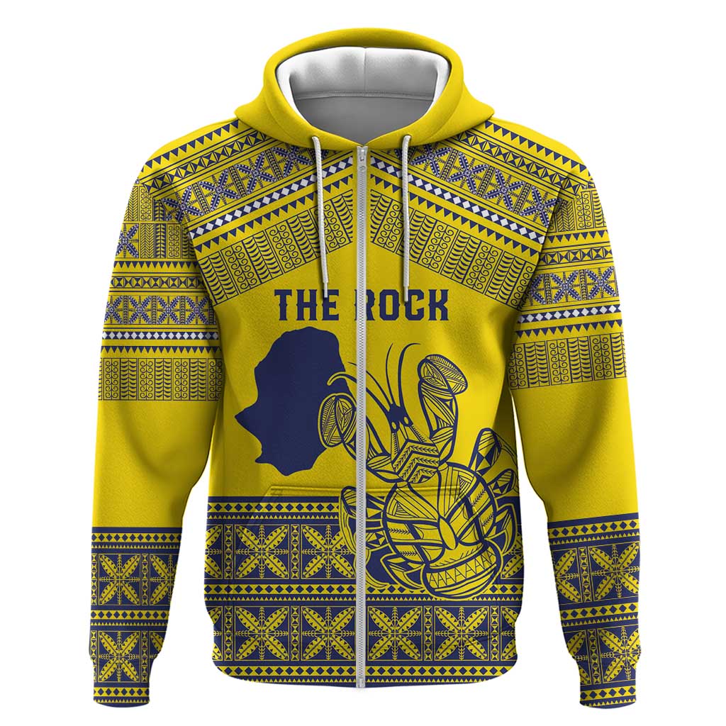 Niue Crab Personalised Zip Hoodie Niuean Hiapo Pattern LT9 Zip Hoodie Gold - Polynesian Pride