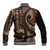 Vintage Samoa Siapo Mamanu Baseball Jacket Brown Samoan Tapa Motif - Polynesian Pride
