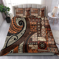 Vintage Samoa Siapo Mamanu Bedding Set Brown Samoan Tapa Motif - Polynesian Pride