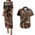 Vintage Samoa Siapo Mamanu Couples Matching Puletasi and Hawaiian Shirt Brown Samoan Tapa Motif - Polynesian Pride