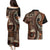 Vintage Samoa Siapo Mamanu Couples Matching Puletasi and Hawaiian Shirt Brown Samoan Tapa Motif - Polynesian Pride