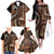 Vintage Samoa Siapo Mamanu Family Matching Off The Shoulder Long Sleeve Dress and Hawaiian Shirt Brown Samoan Tapa Motif - Polynesian Pride