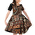 Vintage Samoa Siapo Mamanu Family Matching Off Shoulder Short Dress and Hawaiian Shirt Brown Samoan Tapa Motif - Polynesian Pride