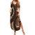Vintage Samoa Siapo Mamanu Family Matching Summer Maxi Dress and Hawaiian Shirt Brown Samoan Tapa Motif - Polynesian Pride