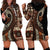 Vintage Samoa Siapo Mamanu Hoodie Dress Brown Samoan Tapa Motif - Polynesian Pride