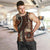 Vintage Samoa Siapo Mamanu Men Tank Top Brown Samoan Tapa Motif - Polynesian Pride