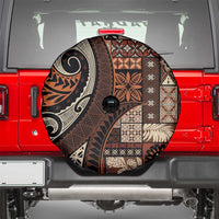 Vintage Samoa Siapo Mamanu Spare Tire Cover Brown Samoan Tapa Motif LT9 - Polynesian Pride